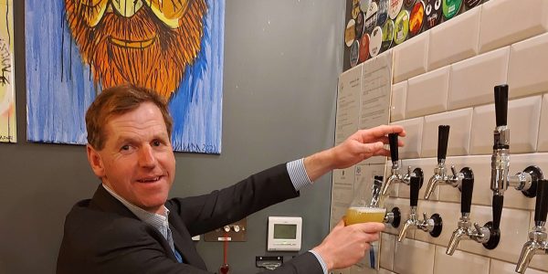 Jamie pouring pint